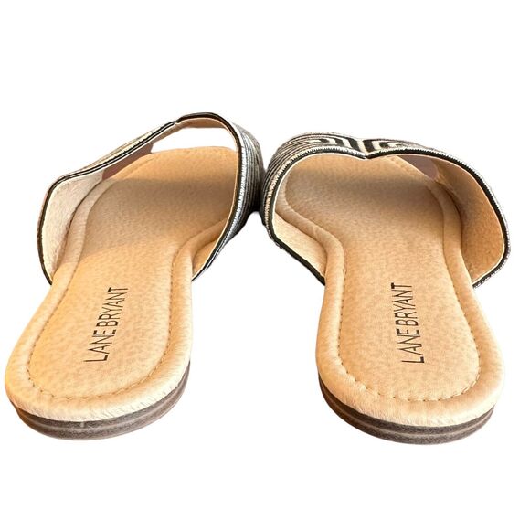 NWOT Lane Bryant Dream Cloud Stripe Textile Slide Black White Slip On- Size 8.5W - Picture 5 of 7